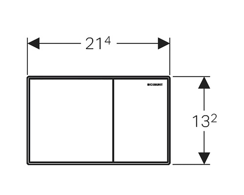 Geberit bedieningspaneel met afmetingen van 214 bij 132 millimeter