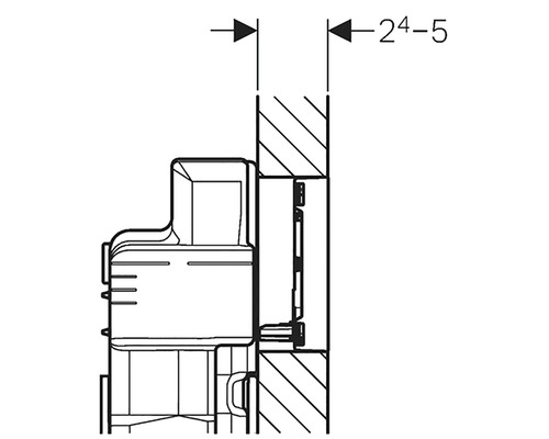 Technische tekening van een sanitaire installatie met de afmeting 24-5.