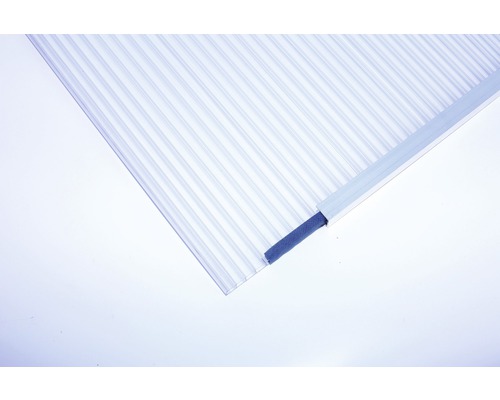 Polycarbonaatplaat met aluminium afsluitprofiel en afdichtband