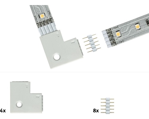 LED strip verbindingsset met hoekverbinders en penverbinders