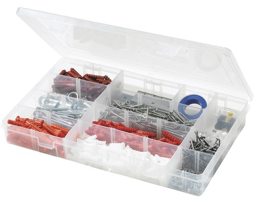 Assortimentsdoos met schroeven, pluggen en andere accessoires