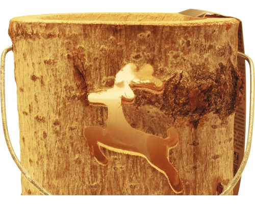 Houten bloempot met hertmotief