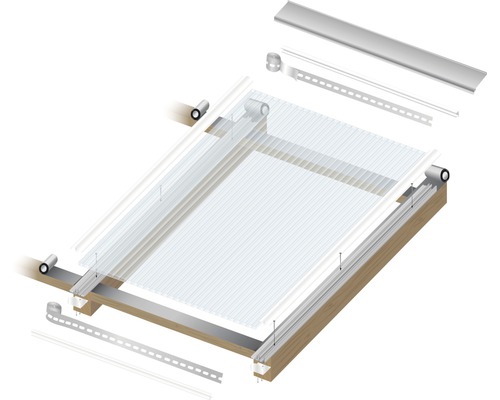 Bouwpakket voor terrasoverkapping met polycarbonaatplaten en montagemateriaal