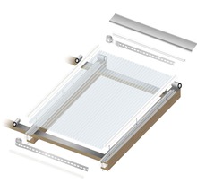 Constructie van een overkapping met houten frame en polycarbonaat platen