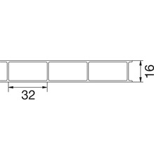 Schema van een profiel met afmetingen van 16 bij 32