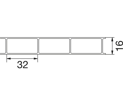 Schema van een profiel met afmetingen van 16 bij 32
