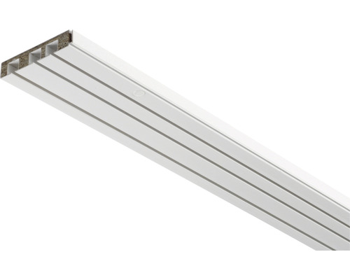 GARDINIA Gordijnrails met 3-sporen 120 cm Tong- en groefpaneel in wit voor interieurbouw