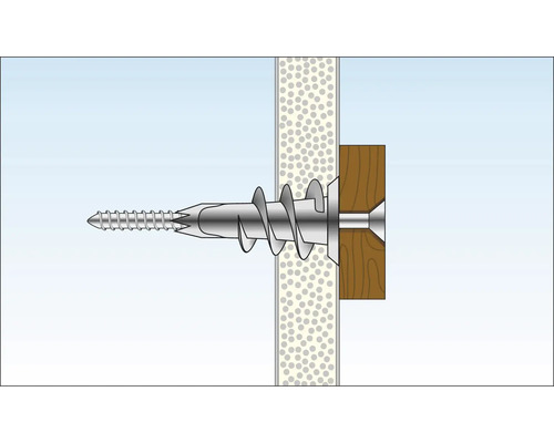 Illustratie van een schroef met plug in een wandbevestiging