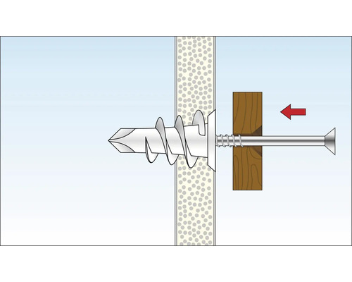 Illustratie van een metalen spreidplug in een wand