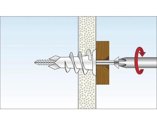 Illustratie van een gipsplaatbevestiging met schroef en schroevendraaier