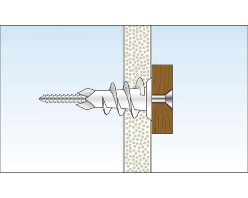 Illustratie van een gipsplaatplugbevestiging in een muur
