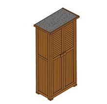 Houten tuinkast met dubbele deur en dakleer