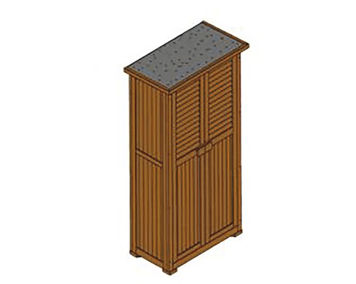 Houten tuinkast met dubbele deur en dakleer