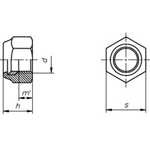 DRESSELHAUS Zeskantmoer zelfborgend M12 DIN 985 RVS A2, 50 stuks