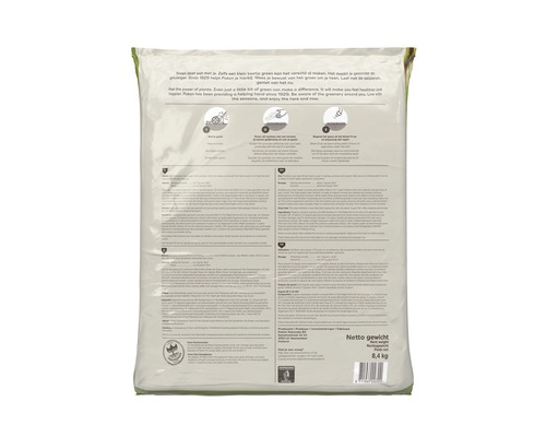 Zak plantenvoeding met gebruiksaanwijzing en informatie over de samenstelling