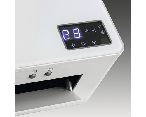 Detailweergave van een luchtbevochtiger met digitale display en bedieningselementen