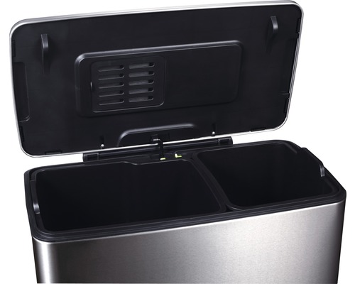 Open afvalscheider van roestvrij staal met twee compartimenten