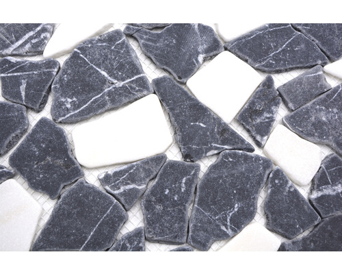 Mozaïektegel van natuursteen in grijs en wit