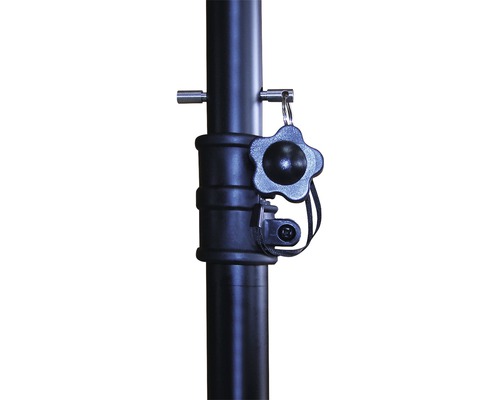 Gedetailleerde weergave van een telescopische stang met stelschroef voor hoogteverstelling