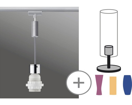 Railsysteemlamp met ophanging en verwisselbare kap