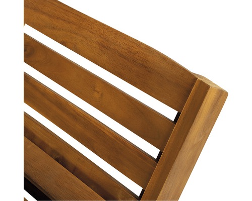 Gedetailleerde weergave van een houten tuinligbed met lattenbodem