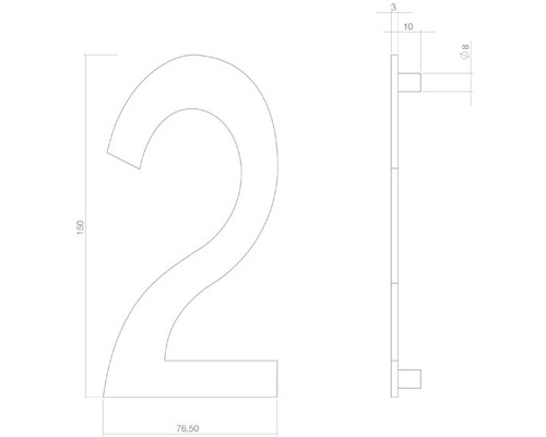 Technische tekening huisnummer 2 met afmetingen