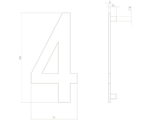 Technische tekening van huisnummer 4 met afmetingen