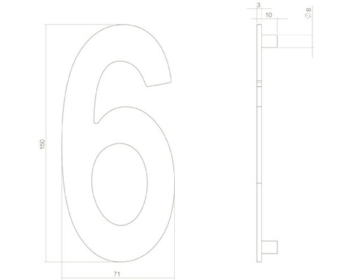 Technische tekening huisnummer 6 met afmetingen