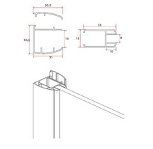 Technische tekening van een profiel met afmetingen