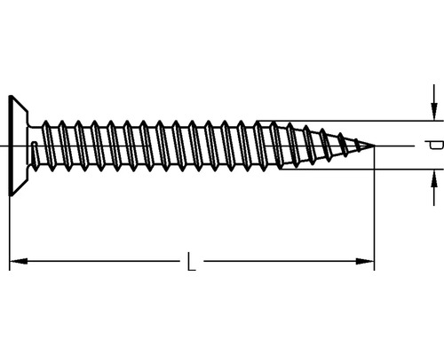 Technische tekening van een schroef met maatvoering