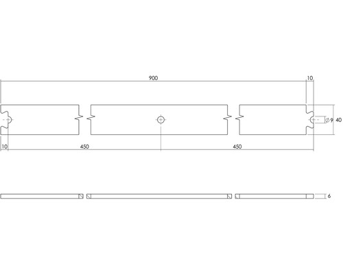 Technische tekening van een houtverbinder met afmetingen