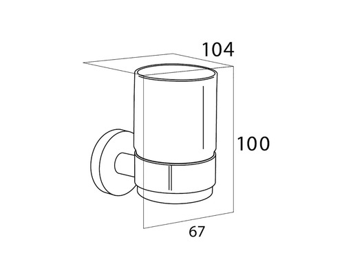 Technische tekening van een tandenborstelbekerhouder met maatvoering