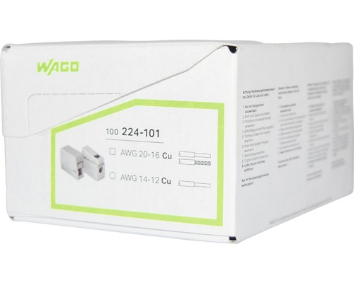 Wago logo op een verpakking met een reeks Wago lasklemmen