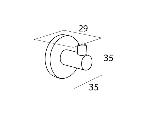 Technische tekening van een kledinghaak met maatvoering