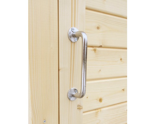 Metalen deurgreep op een houten deur