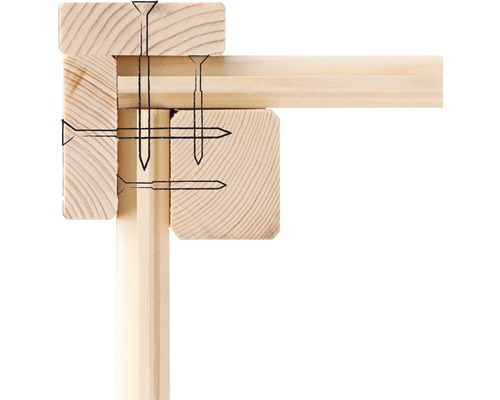 Detailweergave van een houten constructie met schroeven