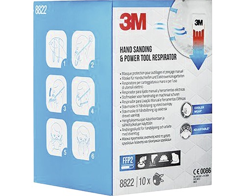 Verpakking van een 3M ademhalingsmasker voor handschuren en elektrisch gereedschap, inclusief gebruiksaanwijzing
