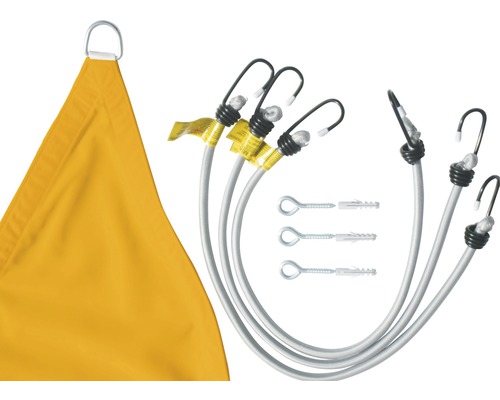 Zonnescherm met elastisch koord en schroefhaken voor bevestiging