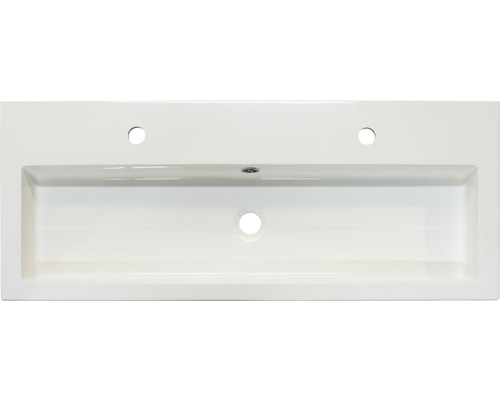 Keramische wastafel met kraangaten en overloop