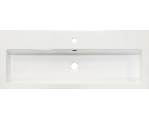 Keramische wastafel met kraangat en overloop