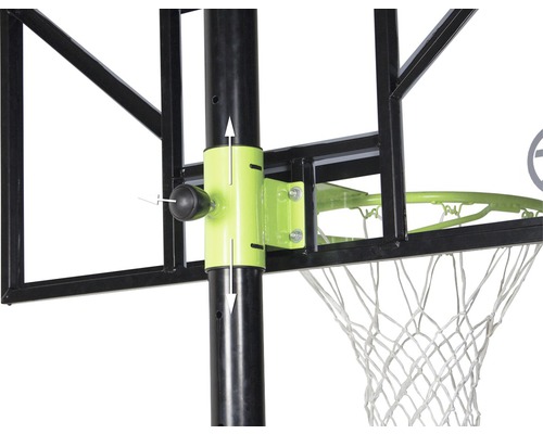 Detail van een basketbalring met hoogteverstelling