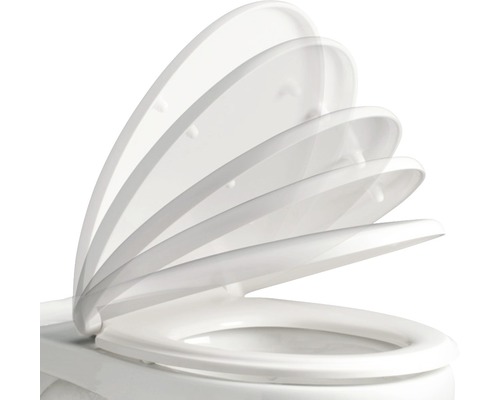 Toiletbril met softclose in verschillende openingsposities