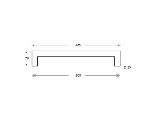 Technische tekening van een meubelgreep met afmetingen