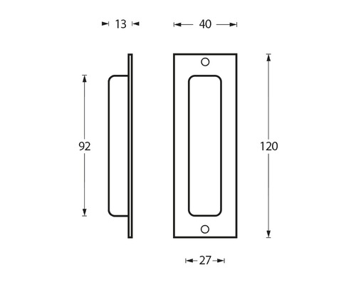 Technische tekening van een komgreepset met maatvoering
