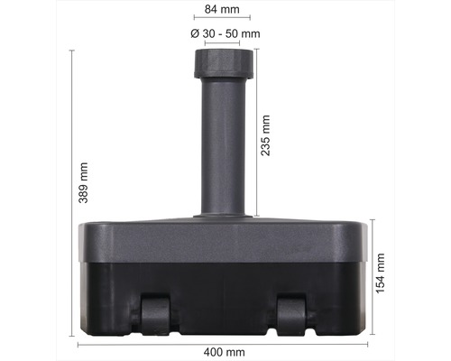 Afmetingen van een parasolvoet