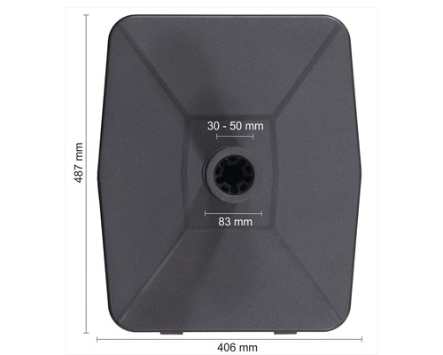 Vierkante parasolvoet met maatvoering