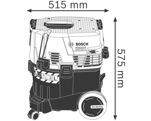 Bosch stofzuiger afmetingen: 515 mm breed en 575 mm hoog
