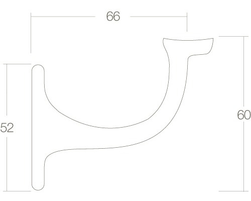 Technische tekening van een wandhouder met maatvoering.