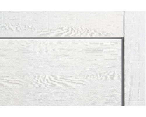 Detailweergave van een witte deur met houtnerf