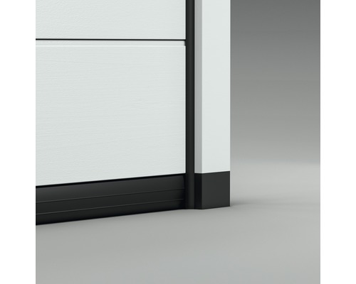 Detailopname garagedeur met afdichting en frame